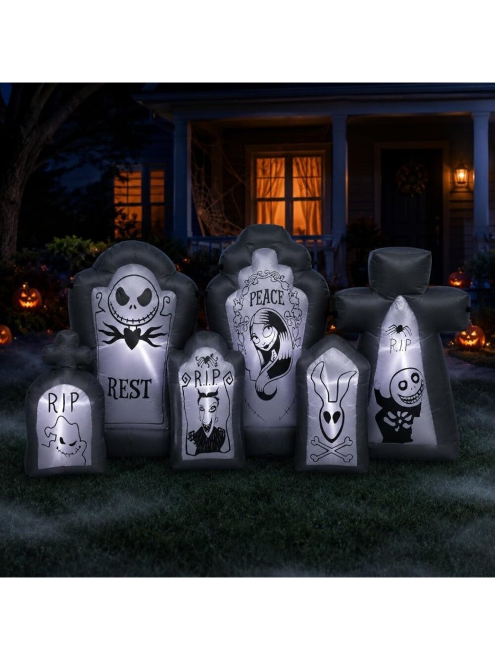 6.9FT Inflatable Halloween Tombstone Set with LED Lights - Outdoor Graveyard